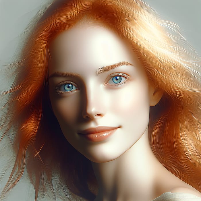 Ginger Hair Blue Eyes: Serene Beauty Portrait