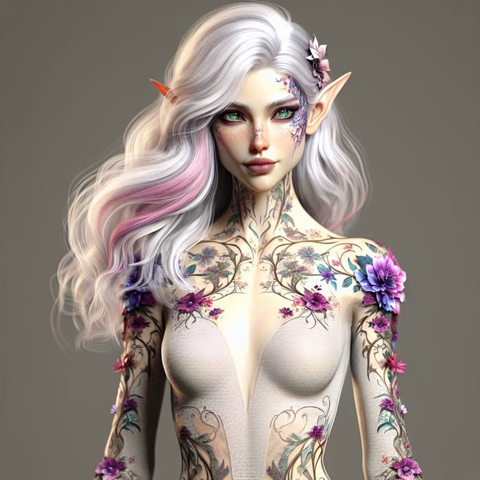 Enchanting Elven Figure with Floral Adornments | D&D Fantasy Art
