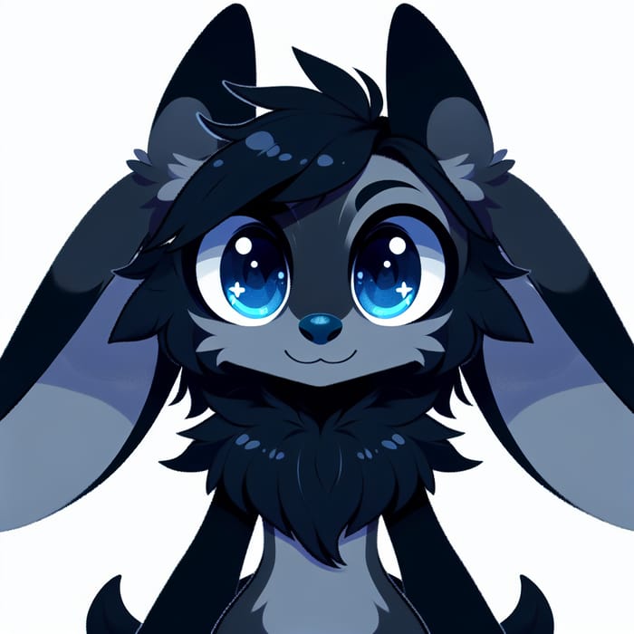 Fantasy Black Cute Creature with Navy Blue Eyes