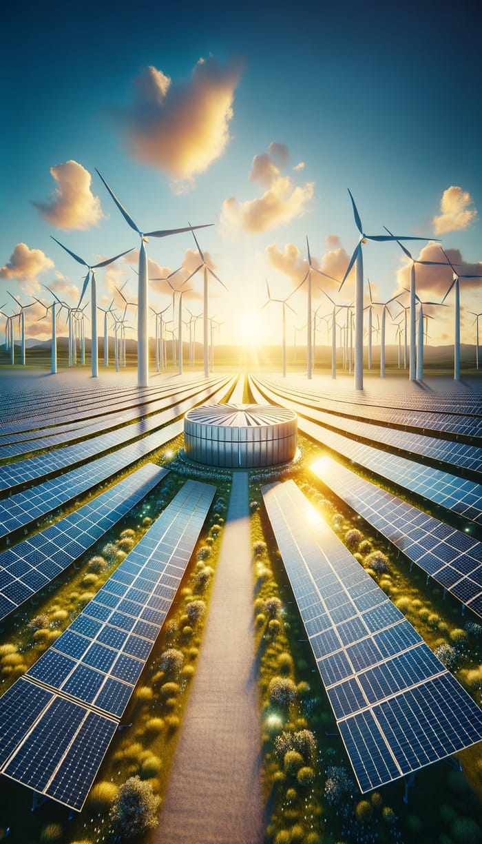 Hybrid Energy System: Solar Panels, Wind Turbines & Energy Storage