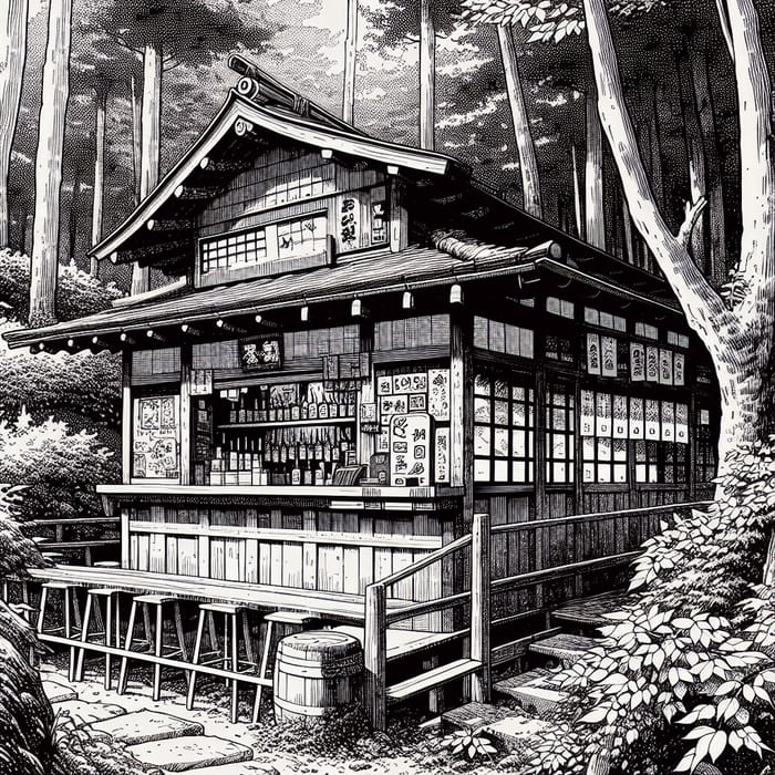 Enchanting Forest Bar | Vintage Anime Style Illustration