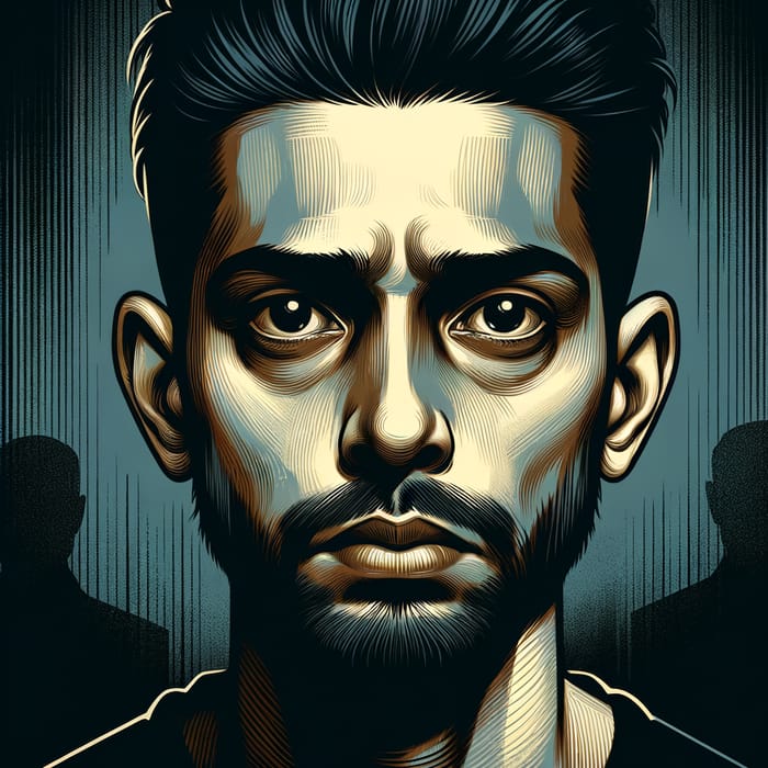 The Look of Guilt: Emotive South Asian Male Illustration