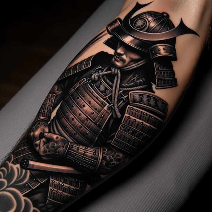 Traditional Japanese Samurai Forearm Tattoo: Strength and Honor