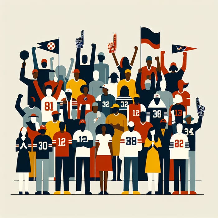 Passionate Sports Fans Cheering | Diverse Minimalist Representation