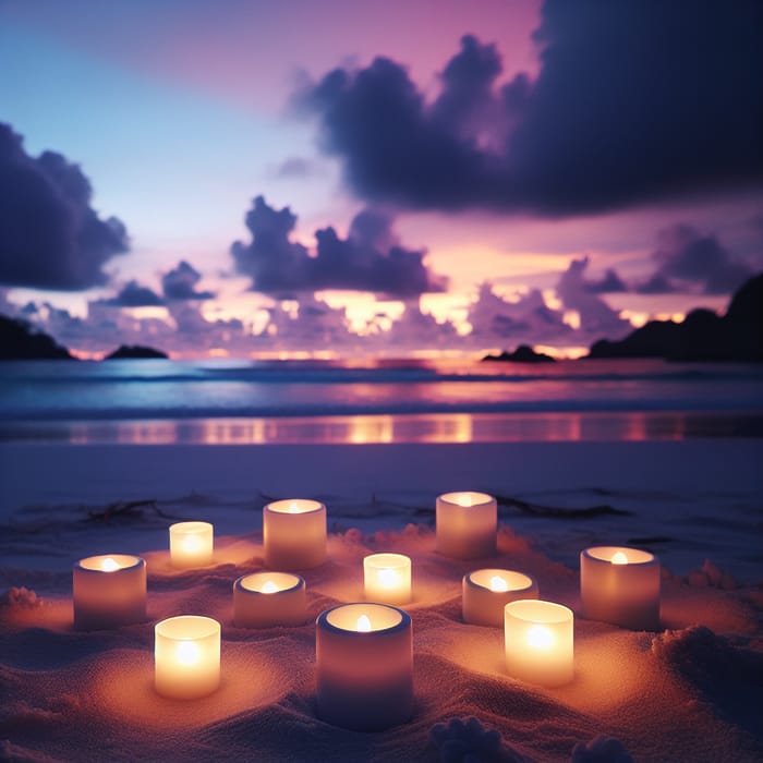 Serenity by the Sea: LED Candles on Beachside
