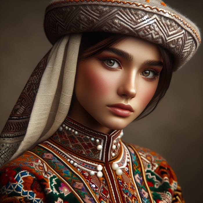 Tajik Girl in Traditional Dress and Hat | Cultural Portrait