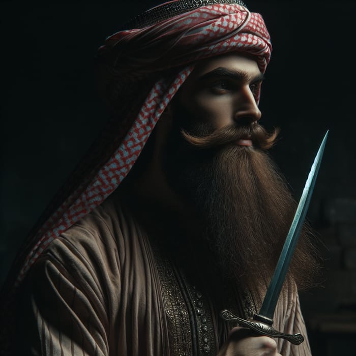 Arabian Man in Traditional Attire with Sword
