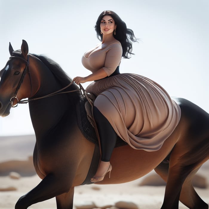 Stunning Arabian Woman on Horse in Desert Landscape