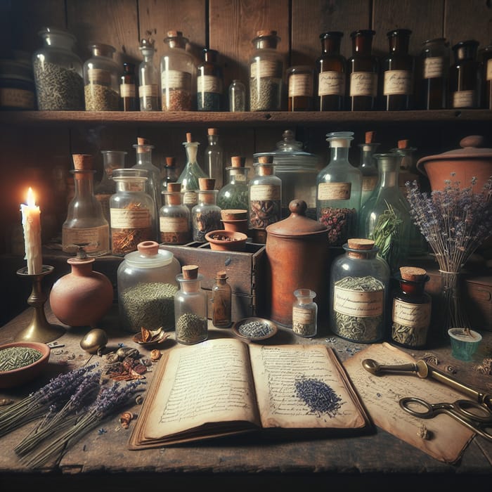 Vintage Herbal Remedies - Nostalgic Apothecary Scene