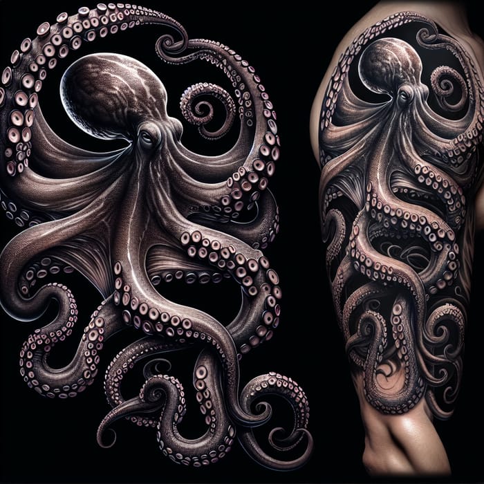 Majestic Octopus Sleeve Tattoo Design