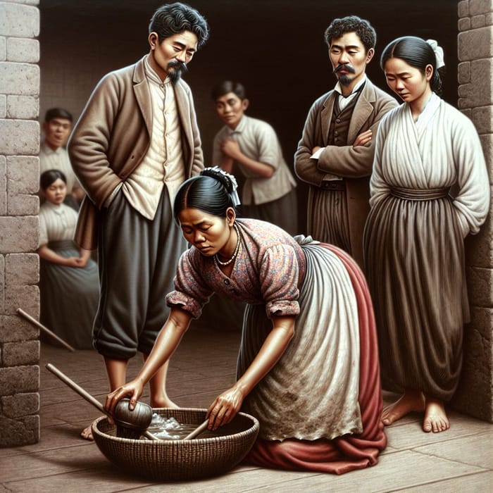 Social Disparities: Filipina Cleaning Floor in 19th Century PH