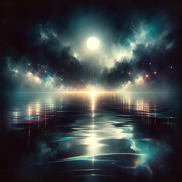 Dark Electropop Album Cover with Moonlit Lake