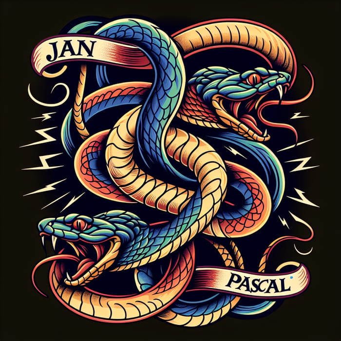 Traditional Style Snakes 'Jan' and 'Pascal' Illustration