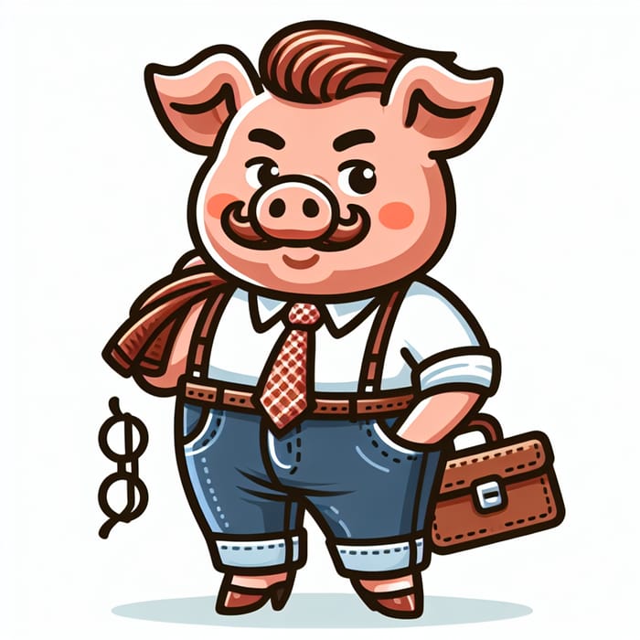 Stylish Masculine Pig Character with Unexpected Style