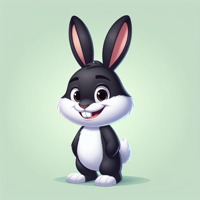 Cartoon Rabbit with Black Fur and White Skin