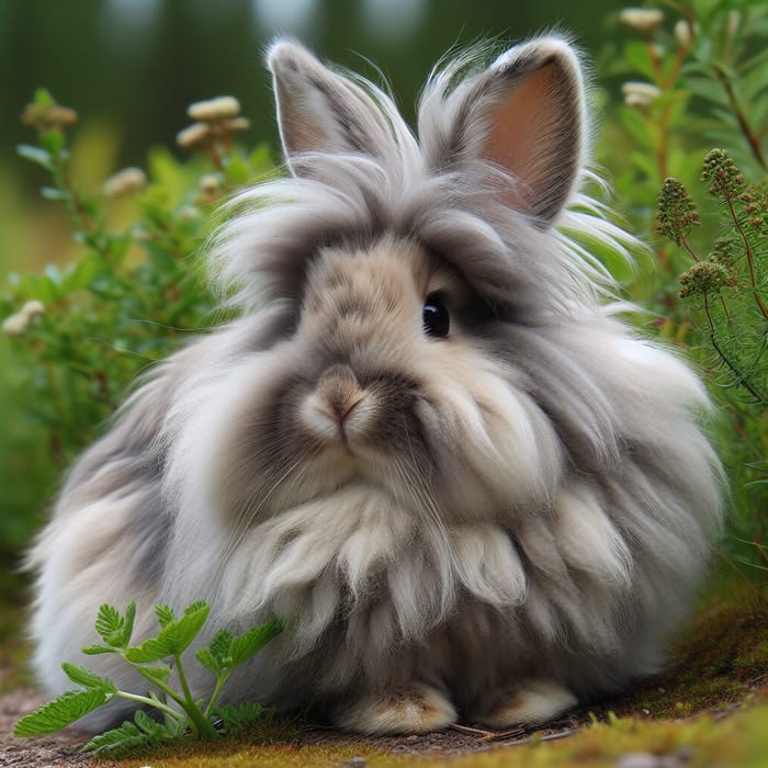 Adorable Male Rabbit with Lush Fur - Natural Field Setting