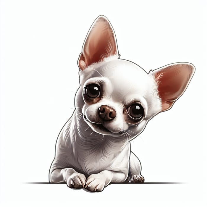 Lively White Chihuahua Cartoon on White Background