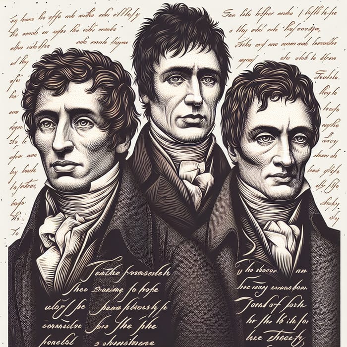 Stylized Poet Portraits: Wordsworth & Coleridge with Handwritten Verses