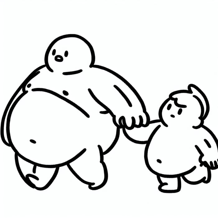 Chubby Skinny Adventure Hand in Hand | Unique Illustration