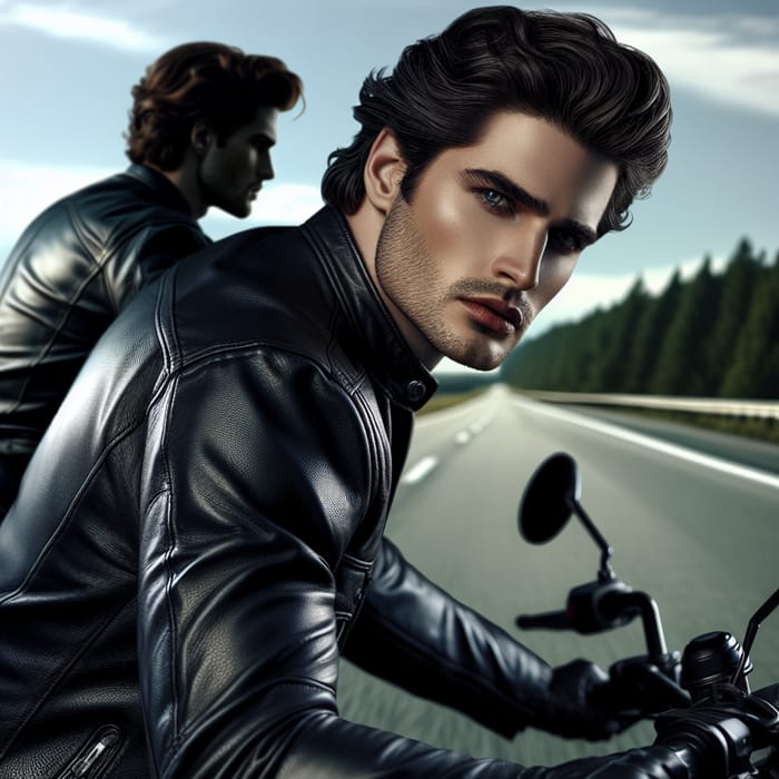 Damon Salvatore Riding Motorcycle in Black Leather Jacket