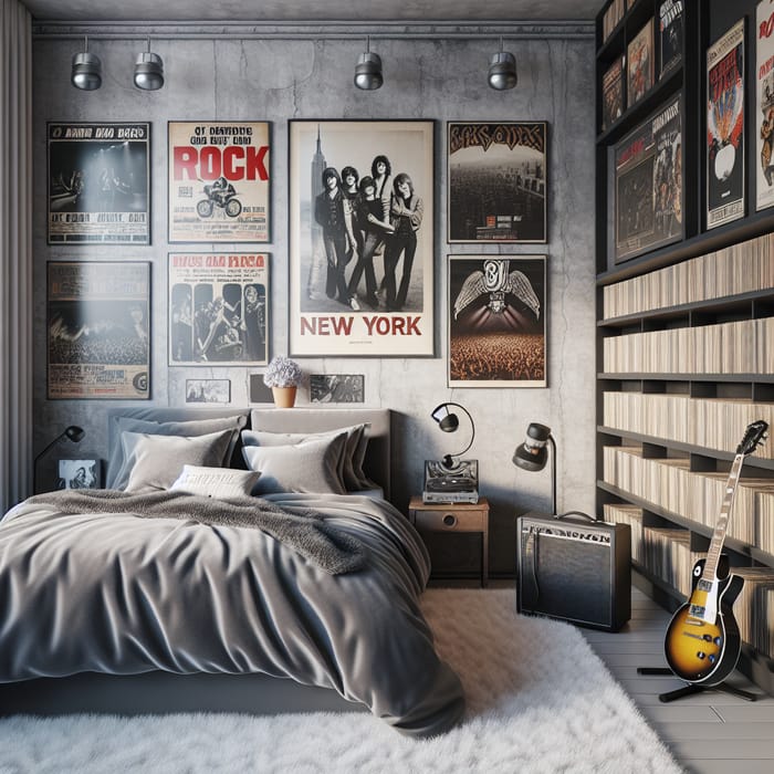 Teen Rockstar Bedroom in Cozy New York Setting