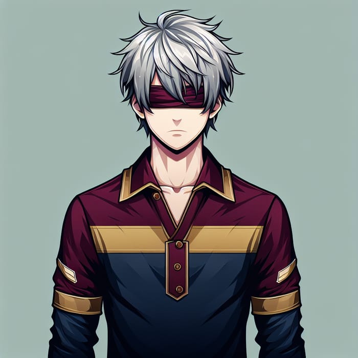 Gojo in Vinotinto Shirt - Anime Style Silver Haired Man