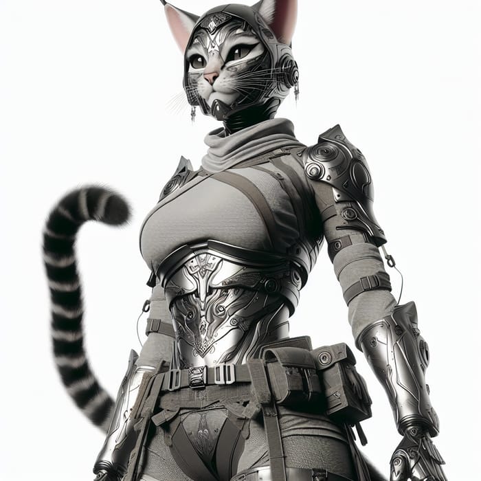 Anthropomorphic Female Feline Warrior with Intricate Armor