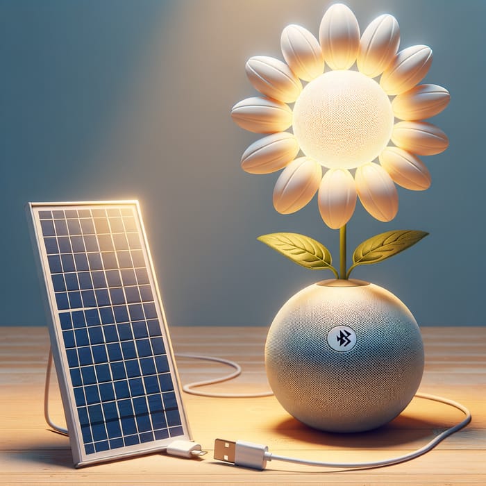 Solar-Powered Daisy Globe Lamp with Bluetooth Speaker Charger