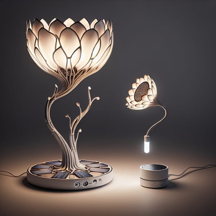 Innovative Flower Lamp with Bluetooth Speaker & Solar Integration