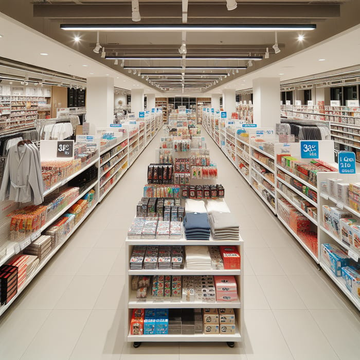 Department Store Shelves Displaying Various Products