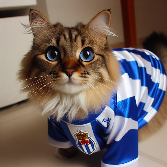 Adorable Kitty in Zaragoza FC Jersey | Precious Football Fan