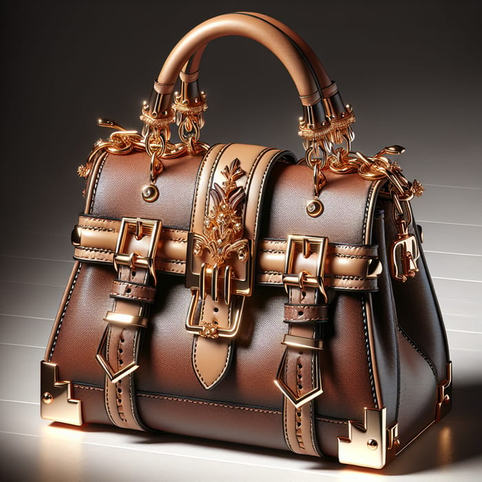 Fake Designer Handbag with Golden Embellishments