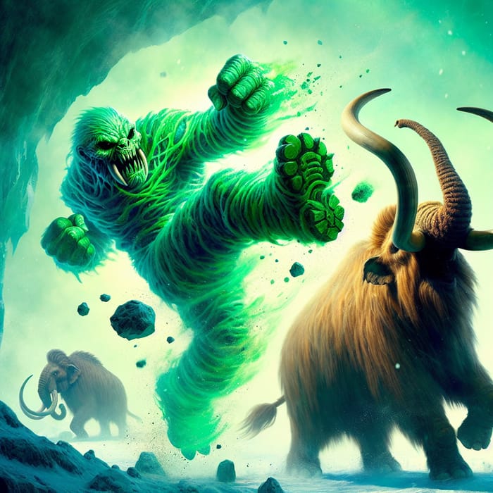 Green Shadow Fiend Slime Fights Mammoths in Dota 2 Game