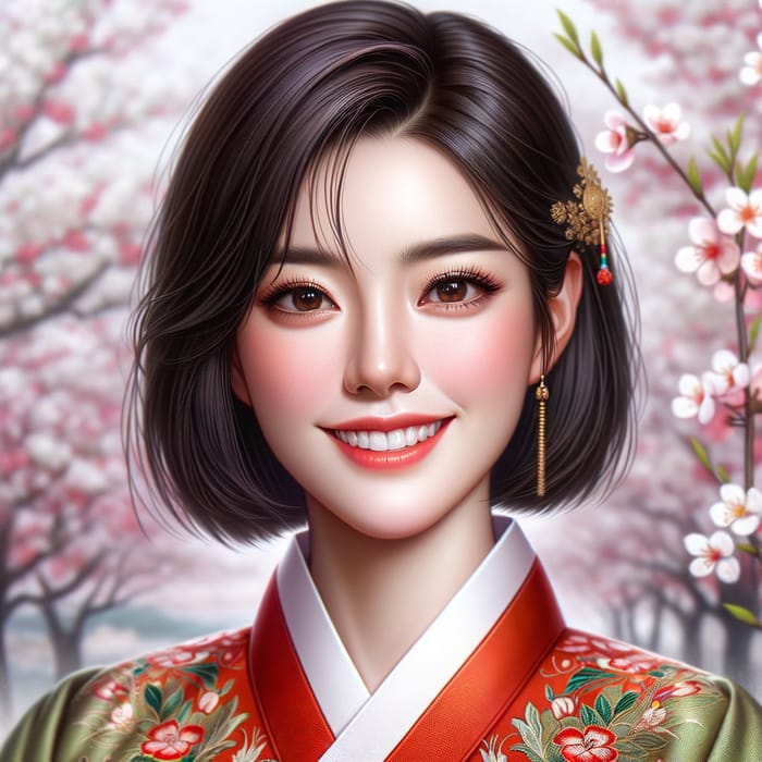 Exquisite South Korean Woman in Traditional Attire