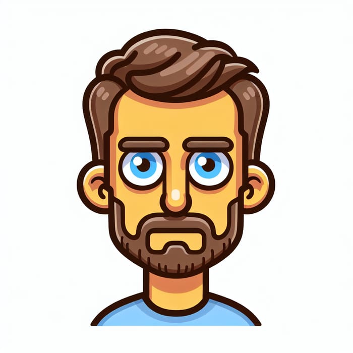 Blue-Eyed Man with Short Brown Hair | Simpsons-Style Character Illustration