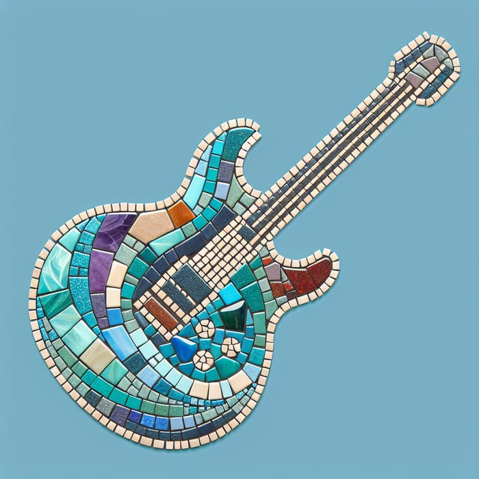 Unique Mosaic Electric Guitar Art Piece
