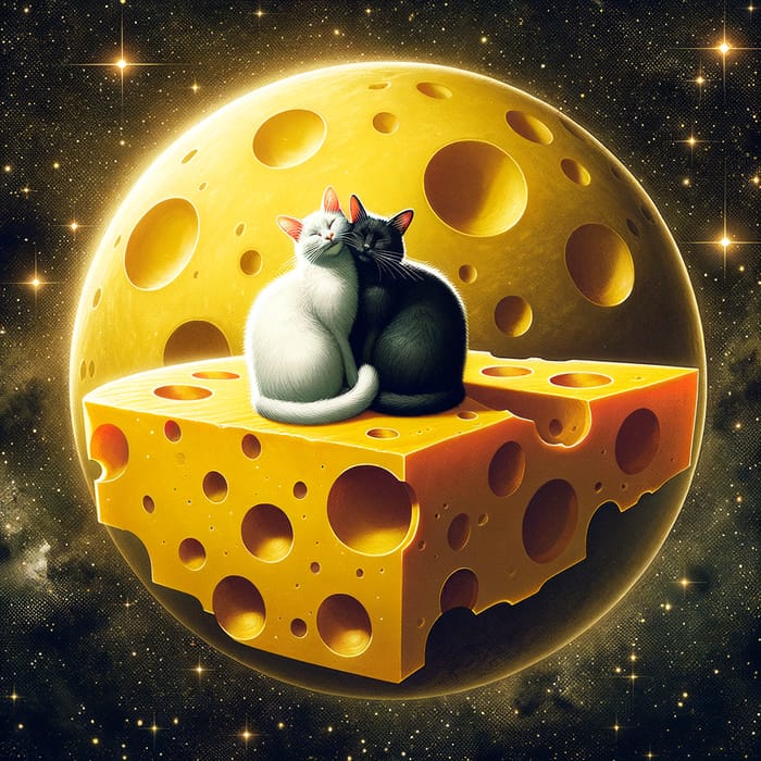 White and Black Cats on Cheese Planet White and Black Cats on Cheese Planet