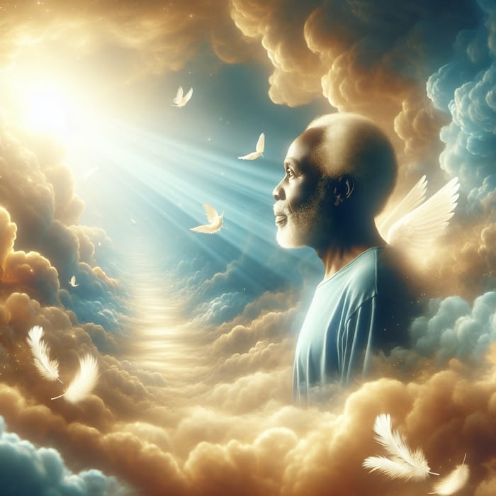 Elderly Black Man Ascending to Heaven | Divine Tranquility