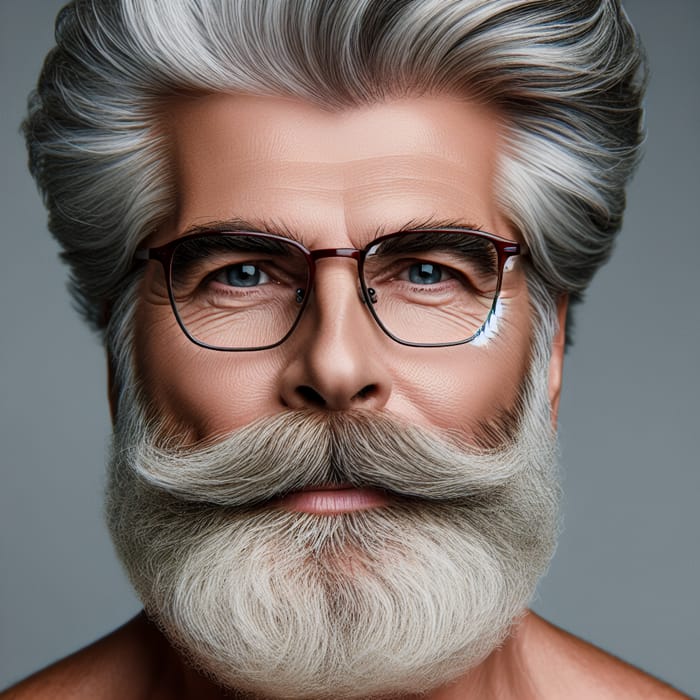Caucasian Senior Man: 50 Years Clean-Shaven, Plump, Gray Hair