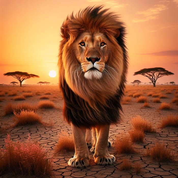 Majestic Lion of Judah in Golden Savannah | Courage and Strength