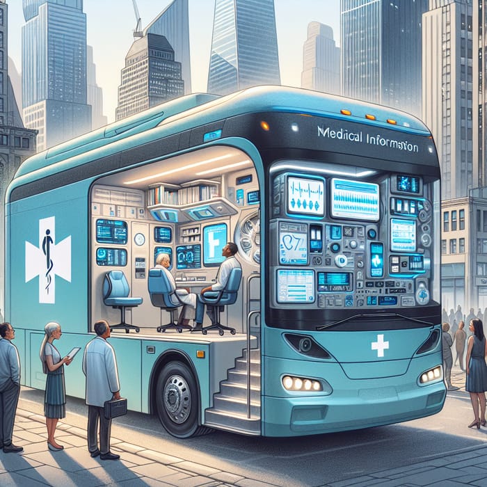 Cutting-Edge Medical Information Bus - Innovative Mobile Hospital Illustration