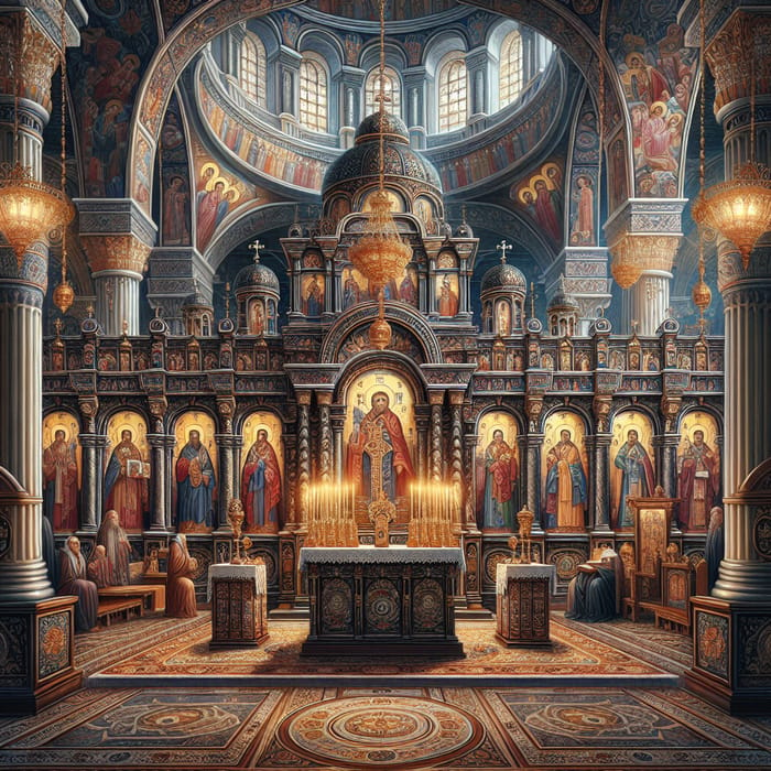 Orthodox High Altar - Intricate Illustration in Grand Interior