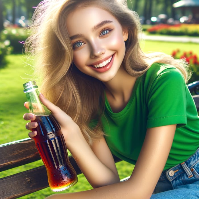 Girl Drinking Cola in the Sunshine | Refreshing Moment