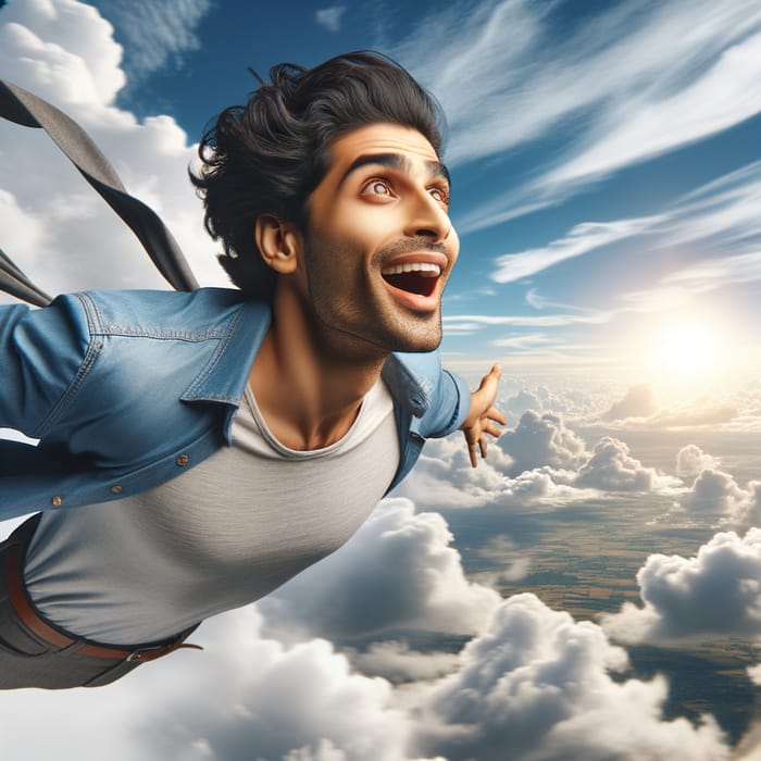 Man in Flight: Embracing Freedom and Joy