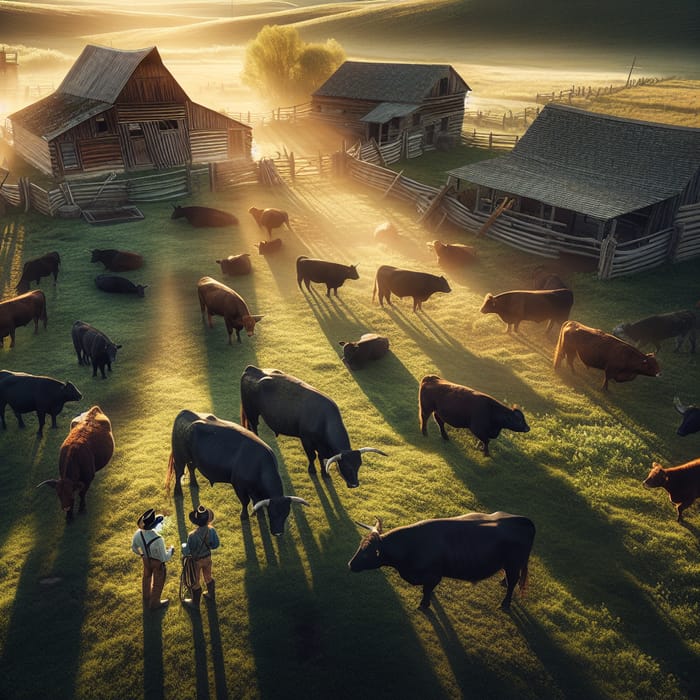 Rustic Cattle Ranch Panorama | Diverse Livelihood Scene