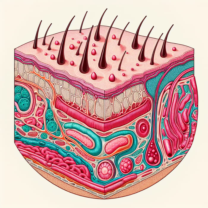 Detailed & Colorful Human Skin Cross-Section Illustration