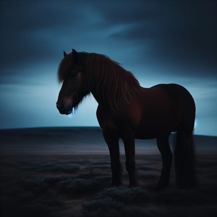 Sad Horse in Barren Landscape