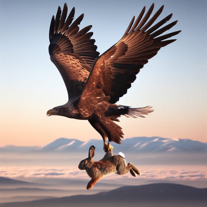 Majestic Eagle Capturing Rabbit in Mid-Flight