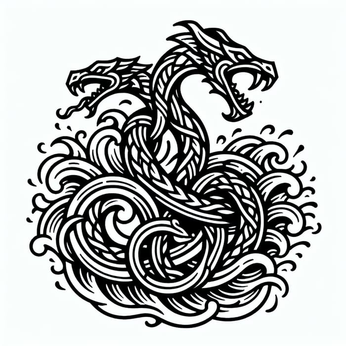 Jörmungandr Viking Tattoo - Intricate Sea Serpent Design