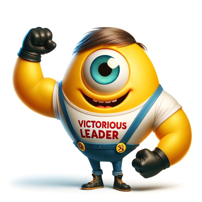 Cheerful Cartoon Minion T-shirt Victorious Leader